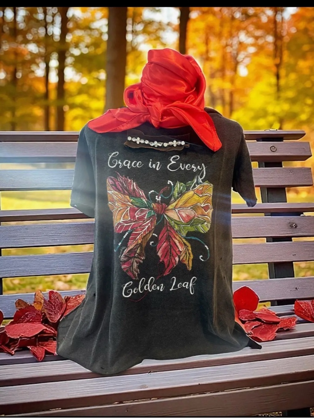 A Rare Bird Tattered Tee- "Grace in Every Golden Leaf"